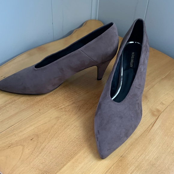 Olivia Miller Shoes - Olivia Miller “Penny” faux suede heels pumps women’s size 11 Taupe NWOT 3” heel